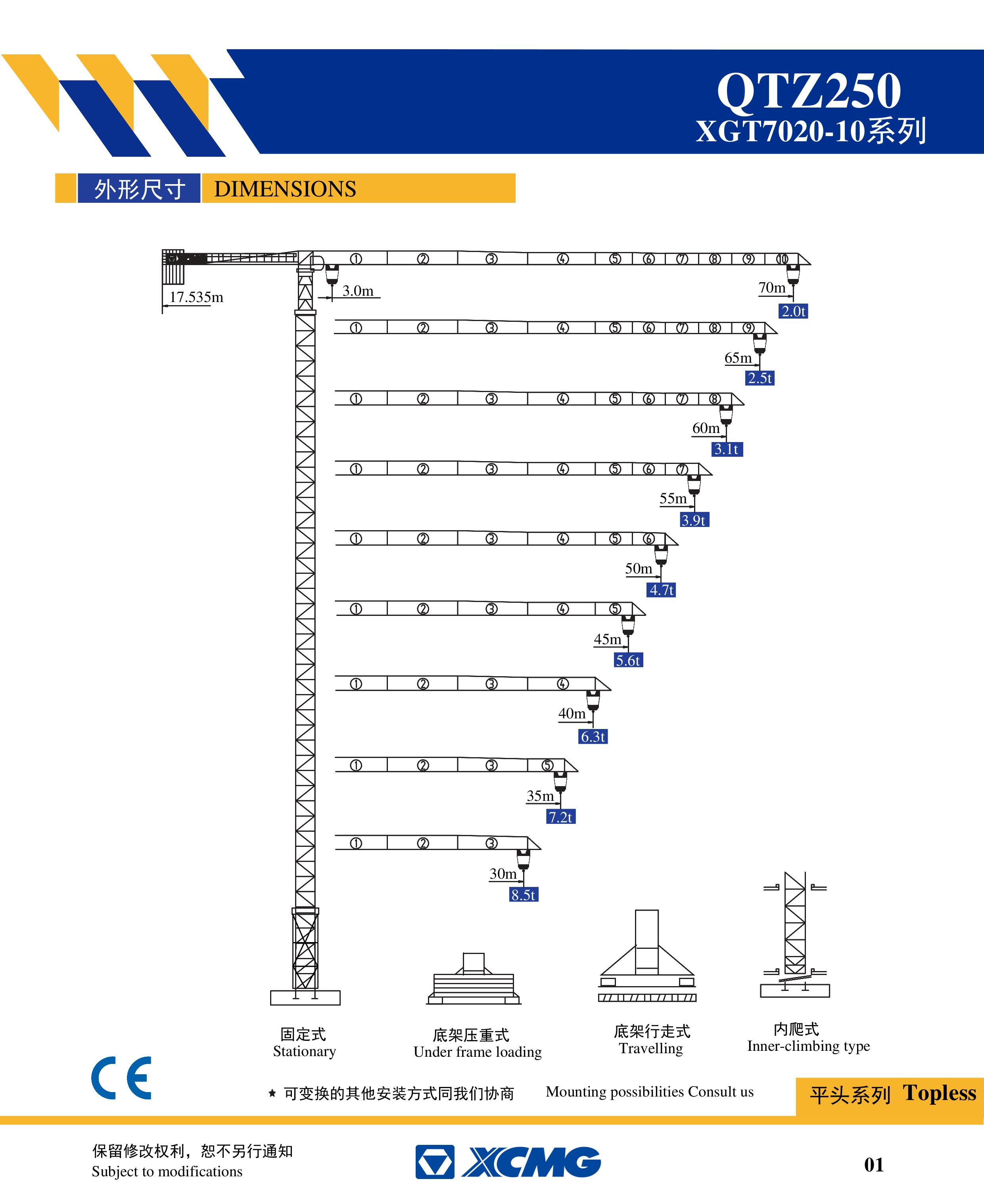 徐工集团XGT7020-10平头塔式起重机